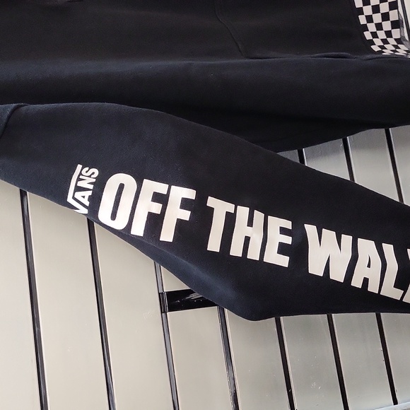 Vans Black Hoodie with Checkered Trim, Size MEDIUM - Picture 2 of 12